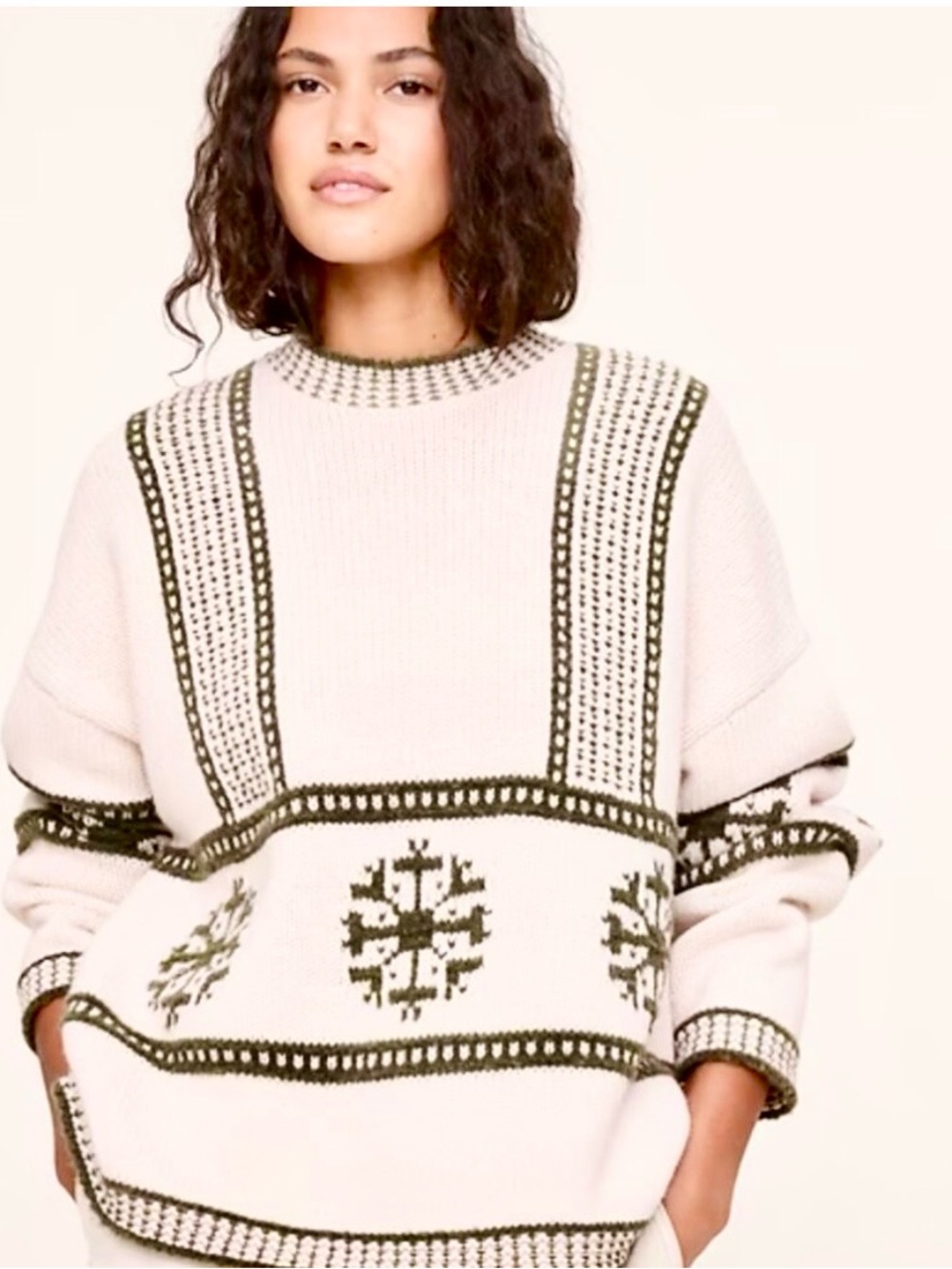 NWT Nordic Wool-Blend Crew-neck Snowflake Sweater Banana Republic